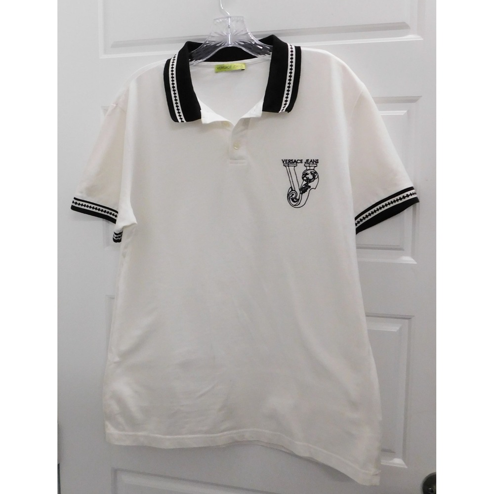 Versace Jeans Embroidered Logo Polo Shirt Short Sleeve‎ Womans sz 16